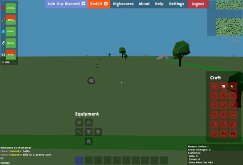The revamped interface: new icons, an equipment panel and a craft menu
